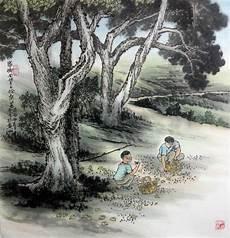 家乡山水画小学生水彩